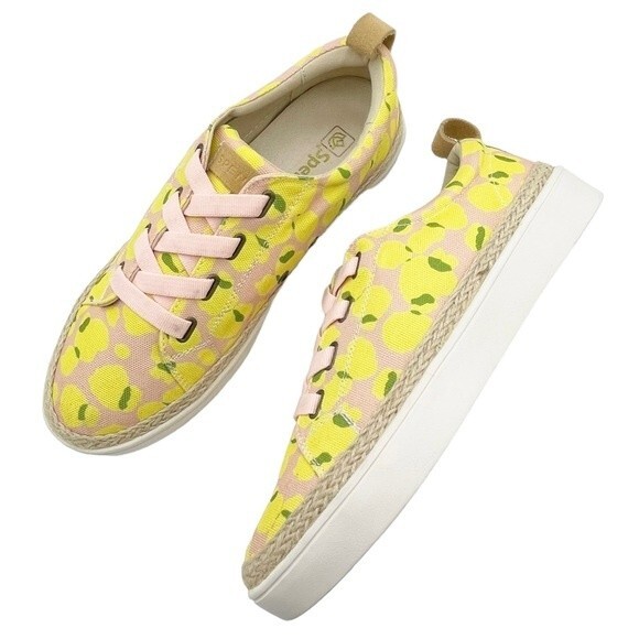 Spenco Malibu Lace Summer Platform Sneaker Bokeh Blush & Yellow Women’s Size 10 - Picture 3 of 16